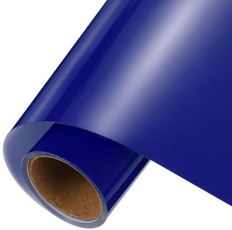 sourcing map Navy Blue Heat Transfer Adhesive Vinyl Sheets, 12 Inch x 5ft Iron-on Vinyl Roll for Decal Cutting, Signs, Scrapbooking, DIY Craft, Home Decoration