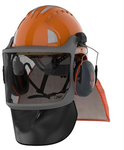JSP Casque de travail forestier avec couvre-gorge et cape solaire EVOGuard M3 - Protection EPI