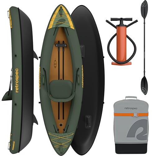 Retrospec Coaster 1 Person Inflatable Kayak, 220lb Weight Capacity, Puncture Resistant, Lightweight Inflatable Kayak for Adults with Pump, Paddle and Easy to Carry Bag