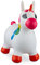 Relaxdays Hüpftier Einhorn, inklusive Luftpumpe, Hüpfpferd bis 50 kg, BPA-frei, für Kinder, Hüpfspielzeug, weiß