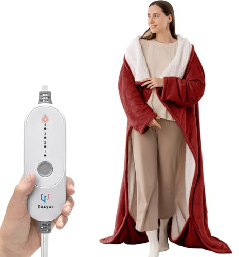 Kozyus Wearable Heated Blanket, Electric Blanket Heated Bathrobe with Foot Pocket and Arms, 5 Heat Settings for Women and Men, 3H Automatic Closure, Machine Washable, ETL Certified