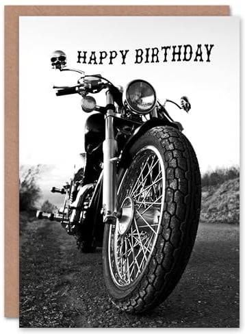 Artery8 Happy Birthday Motorbike Motorcycle Front View Birthday Card