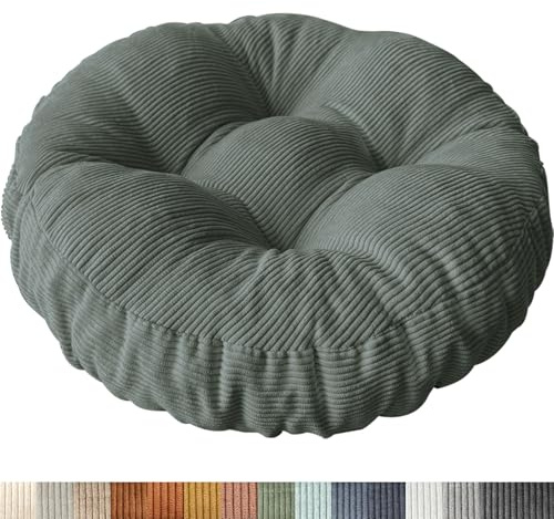 PHUSTJKL Sitzkissen Rund, 35x35 cm rutschfest Waschbare Sitzpolster Bequemes Stuhlkissen 15 cm Dick Waschbare Cordstoff Stuhlauflage, für Indoor Küchen Garden Holzstühle