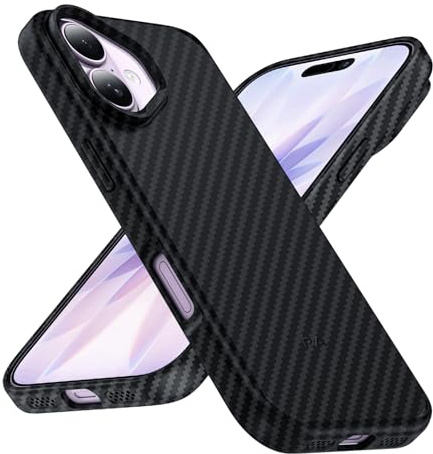 Phoneaura MagCase Deluxe Carbon Hülle für iPhone 16 kompatibel mit MAGSAFE I Carbonhülle für iPhone 16 I Schutzhülle + Schutzglas I Case, Handyhülle (Carbon Optik +2 Schutzgläser +1 Kameraglas)