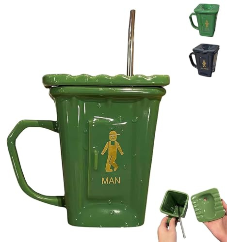Keramiktasse in HockwC-Form, lustige Squat-Toiletten-Kaffeetasse mit Deckel, WC-Becher, einzigartiges Gag-Geschenk, Tasse für Zuhause, Büro, Schreibtisch (B 1 Stück)