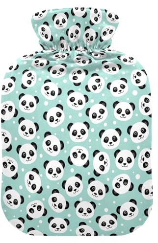 Cute Panda Face Hot Water Bottle with Velvet Cover Hot Water Bag for Pain Relief 2L, Neck Cramps Shoulders Pain Relief, Hot Cold Pack