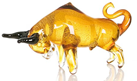 Casablanca Glasskulptur - Stier - Geschenkidee braun, H. 16 cm L. 33 cm