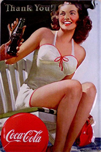 Coca Cola Thank You! Lady Blechschild Schild Blech Metall Metal Tin Sign 20 x 30 cm