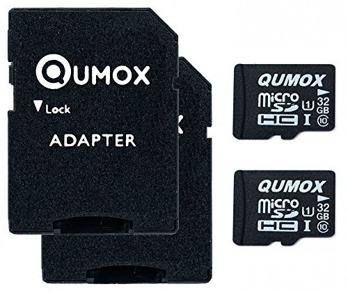 QUMOX 2 x 32GB Class 10 UHS-I Memory Micro SD Card, Write Speed 15MB/s, Read Speed up to 70MB/s