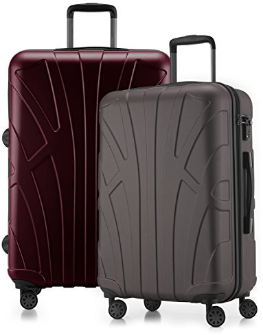 Suitline - 2er Koffer-Set TSA, (66 cm, 76 cm), Titan/Burgund