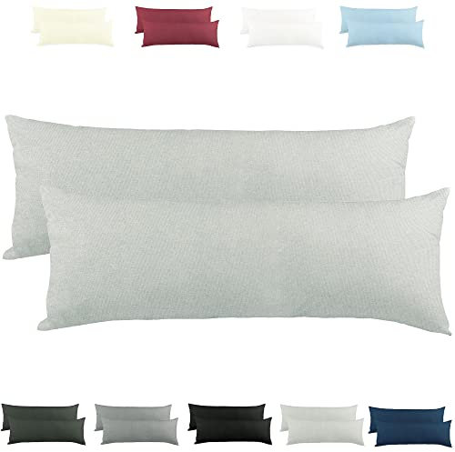 CelinaTex Active Seitenschläferkissen Bezug Doppelpack Set 40x200 Silber grau Baumwolle Jersey Stillkissen Kissenhülle 5001572