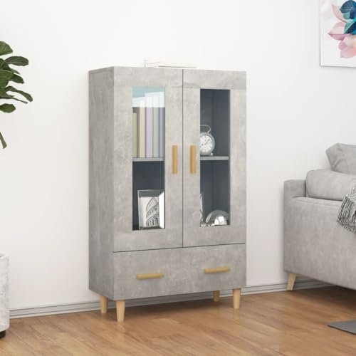 WKIEQACO Haus & Garten, Möbel-Highboard Betongrau 70x31x115 cm Holzwerkstoff