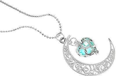 Ogquaton Mond Herz im Dunkeln leuchten Blink Halskette Eleganter Schmuck Leuchtende Kette Hellblau Praktisch und nützlich