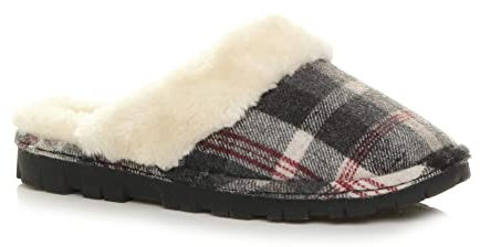 AJVANI flat low heel winter faux fur lined mules slippers size 8 41