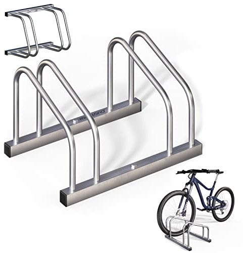 MONZANA® Fahrradständer für 2 Fahrräder 37cm Radabstand 30-65mm Reifenbreite rostfreier Stahl selbstsichernde Schrauben Boden oder Wandmontage Mehrfachständer Fahrradhalter Aufstellständer Radständer