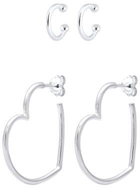 Elli Ohrringe Damen Creolen Earcuff Herz Liebe Minimal in 925 Sterling Silber