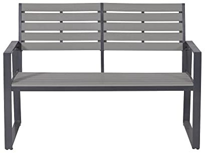 GMD Living Aluminium Gartenbank Detroit, Parkbank, Sitzbank mit Armlehnen und Rückenlehne, 122 cm in grau
