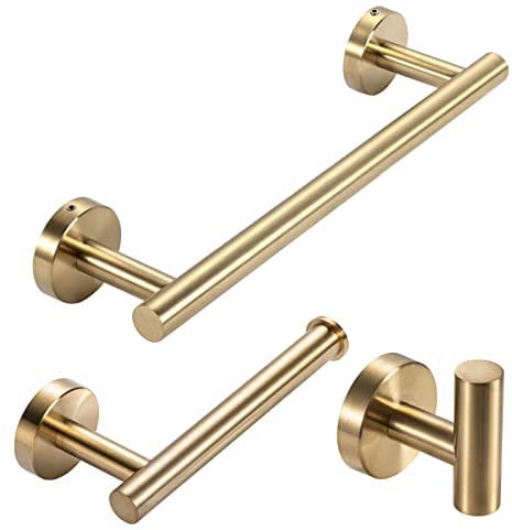 YUET Set di Portasciugamani in Acciaio Inossidabile, 3 Pezzi Porta Asciugamani Montaggio a Parete, 12 Pollici Porta Salviette, Porta Carta Igienica, Gancio per Asciugamani per Cucina Bagno