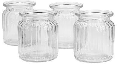 Windlicht Glas 8x9cm Set 4 Stück Windlichtglas Teelichthalter Teelichtgläser kleine Vasen klar transparent