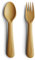 Mushie Fork and Spoon Set for Kids | Flatware Cutlery | 1x Set of Dinnerware Pieces | Reuseable | Dishwasher- and Microwave Safe | Easy for Baby or Child to Hold | Made in Denmark (Mustard)