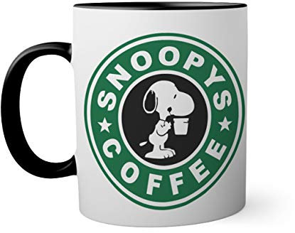 Lucky Snoopys Joe Coffee Schwarze Innenseite mit passendem Henkelbecher Mug 330ml