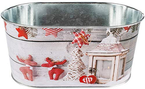 alles-meine.de GmbH Deko Topf/Metalleimer/Blumentopf - Motivwahl - Weihnachten - 10 cm hoch - Metall rostfrei - Blech Eimer - oval - frostsicher - Pflanztopf Übertopf Gartene..