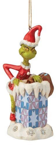 The Grinch By Jim Shore Grinch Climbing In Chimney Hanging Ornament, Grün, 5 Inch