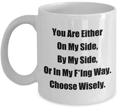 Mugs With Attitude You Are Either On My Side, By My Side Or In My F*Ing Way. Choose Wisely. Sexy Sassy & Classy Coffee Tea Cup
