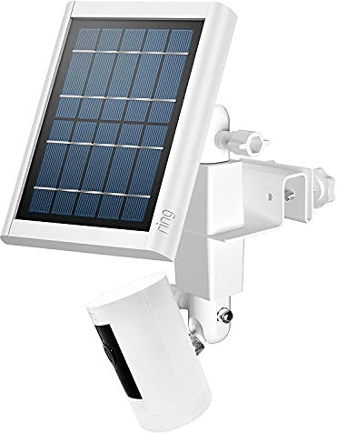 SkingHong Dual-Schnittstelle Überwachungskamera und Solarpanel Dachrinnen-Halterung für Ring Stick Up Cam/Ring Spotlight Cam - Kamera Solar Aussen Sicherheitskamera Outdoor Halterung (Weiß, 1 Pack)