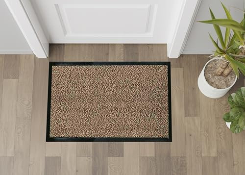 GENERICO Zerbino Asciugapassi Antiscivolo Antinciampo Tessitura Morbida Retro Gommato Varie Misure 100% Made in Italy tappeto asciugapasso (40x60 cm, BEIGE)