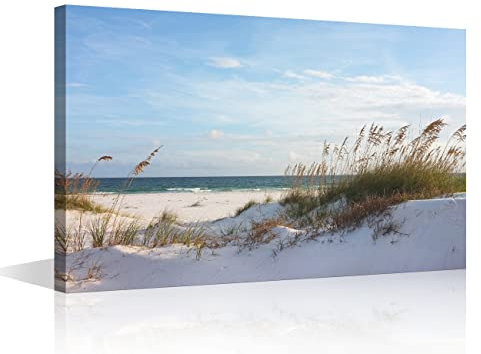 Toile murale de plage pour décoration d'intérieur, illustration de vague de mer et plage blanche sur le coucher de soleil, peinture sur toile pour salle à manger, prête à être accrochée, 30x45 cm