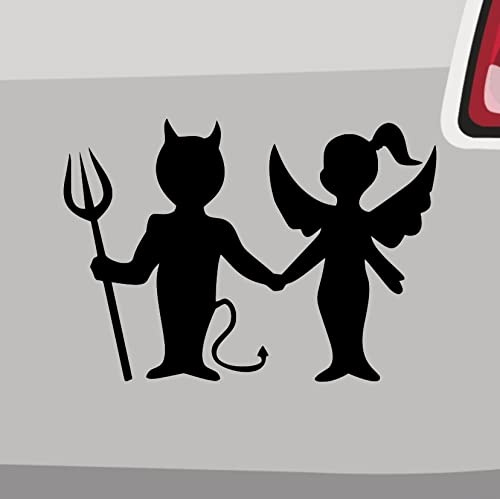Engel und Teufel Aufkleber -6 Größen 21 Farben- Himmel Hölle Freunde Angel Devil