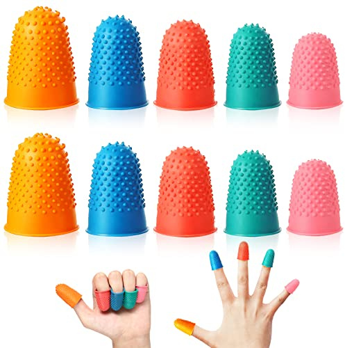 20 stycken gummifingertoppar fingerkuddar YUTOU återanvändbara fingerskydd fingertoppsskydd fingerborgsskydd fingerborgsgummi för att räkna pengar, skriva, sortera, gitarrer (5 storlekar och färger)