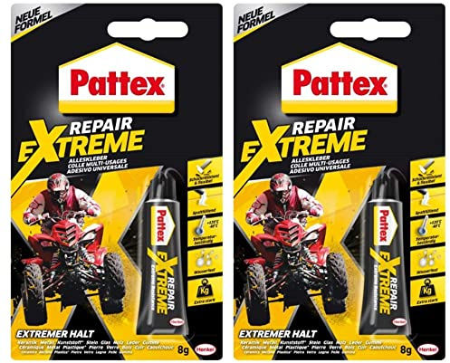 Pattex Extreme Repair Kleber 8g, all-purpose Klebe, wasserresistent, extra stark für innen und außen, witterungsbeständig, flexibel resistent, 2x 8g Tube