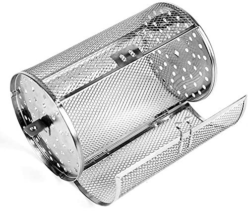 Stainless Steel Roasting Cage,360° Rotating Roasting Drum, For Coffee Bean Grill Rotisserie,Roasting Tool Air Fryer.(18x12cm)