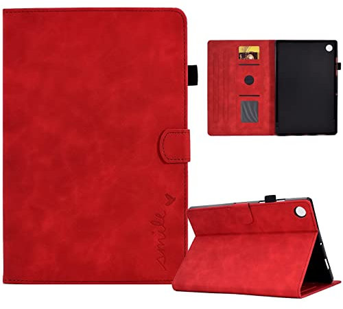 MDYH YXCY Für Lenovo Tab M10 Plus 3. Generation geprägtes Smile Flip Tablet Lederhülle ATTYJ (Farbe: Rot)