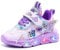 Elsa Prinzessin schuhe,Mädchen LED Leuchtende Schuhe Kinder Glänzende Blitzes schuhe Leichte Mesh atmungsaktives Turnschuhe,Trainer Sports laufende ,Kinder Sneakers (22-36) ( Color : Leder Purple , Si