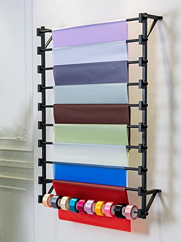 ZAQYCM Hanging Gift Wrap Organizer, Wall Mounted Storage Rack Holder for Ribbons/Scarf/Pant/Jeans/Blanket/Towel, for Bedroom Closet/Retail Store/Small Space (Color : Black, Size : 76x20x120cm)