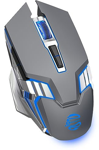 SHUNJINRUN Bluetooth Mouse, Rechargeable Wireless Mouse with 7 Buttons, RGB, 3 Modes, Ergonomic Computer Mouse for Laptop, Mac, PC, Chromebook, iPad, Tablet etc. - Gray