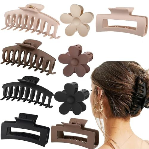 9 Stück Große Haarklammer Klauen Haarspangen,3 Stil Rutschfeste Haarklammern Matte Haarschmuck Haarstyling-Zubehör für Damen,Frauen,Mädchen für Dünnes Dickes Kleine Haar (Stil 2)
