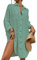 Bsubseach Bouton vers Le Bas Chemise Blanche Femme Couverture Robes Chic Et Elegant Robe de Plage Swiss Dot Bleu Vert
