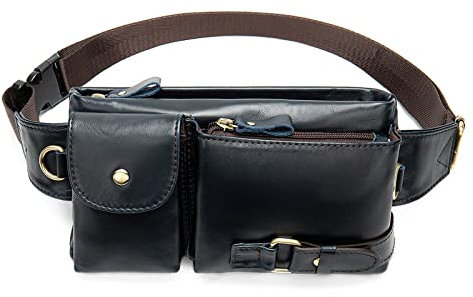 FANDARE Retro Bauchtasche Brusttasche Gürteltasche Hüfttasche Sport Leder Sling Bag Umhängetaschen Herren Schultertasche Wasserresistent Crossover Daypacks für Outdoor Reisen Crossbody Pack Dunkelblau