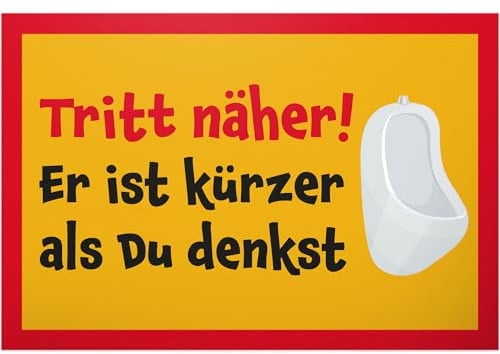 DankeDir Tritt Näher Kürzer als Du Denkst - 30 x 20 cm Schild - Toilette WC zum Aufhängen - Gäste WC Deko