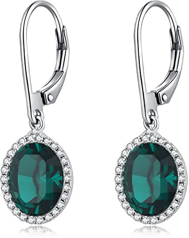 Smaragd Ohrringe Hängend Grün Tropfen Silber Zirkonia Tropfenohrringe Weißgold Diamant Damen