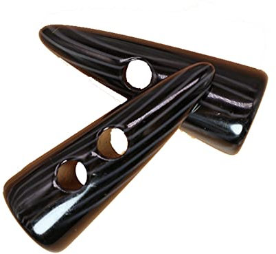 Yurosiay 10 Stück 5cm Horn Knebelknöpfe Doppelloch Harz Knebelknöpfe Kunststoff Nähknöpfe Klein Knöpfe Basteln Kunstharzknöpfe für Mäntel Jacken Blazer DIY Kleidung Nähzubehör Schwarz 1#