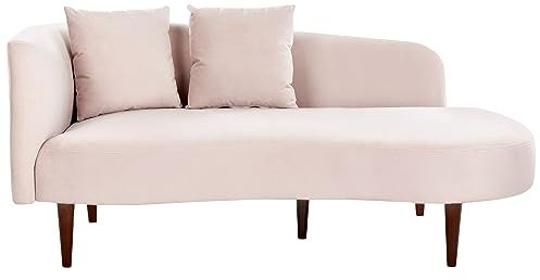 Beliani Chaiselongue Samtstoff rosa mit Kissen Lehne linksseitig modern Chaumont