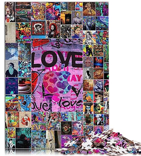 Graffiti-Kunst-Puzzles für Erwachsene, Puzzle aus Holz, für Teenager und Kinder, 19,7 x 29,5 Zoll, Puzzle für Erwachsene
