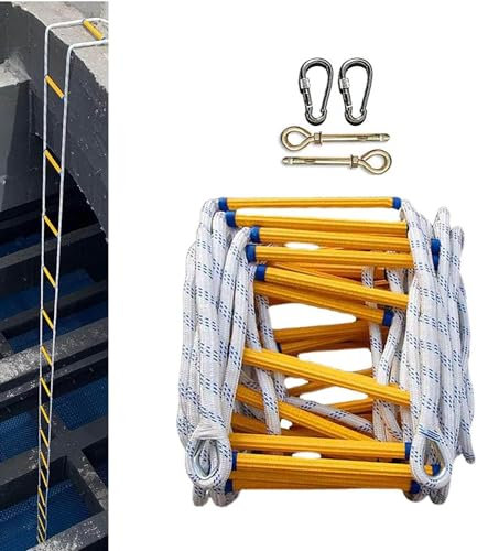 ZORZA Seilleiter Feuerleiter 3m-20,Feuerfeste Rettungsleiter Strickleiter,Fluchtleiter mit Karabinern Reißfest Mehrzweckleiter für Feuer/Katastrophe Flucht Aus Fenster Und Balkon,3m