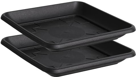 Tymar Blumentopf Untersetzer aus Kunststoff quadratisch, 2 Stück, Blumenuntersetzer,Blumentopfuntersetzer (Anthrazit, 27x27 cm)