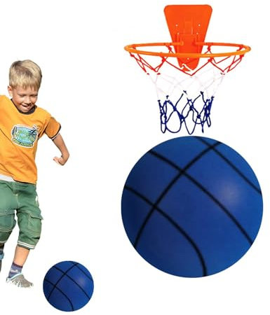 Youany Leiser Basketball, Indoor Training Schaumstoffball, Silent Basketball Mit Basketballkorb, Größe 3/5/7 Leises Basketball, Uncoated High-Density Foam Ball, Leise Und Leicht Zu Greifen
